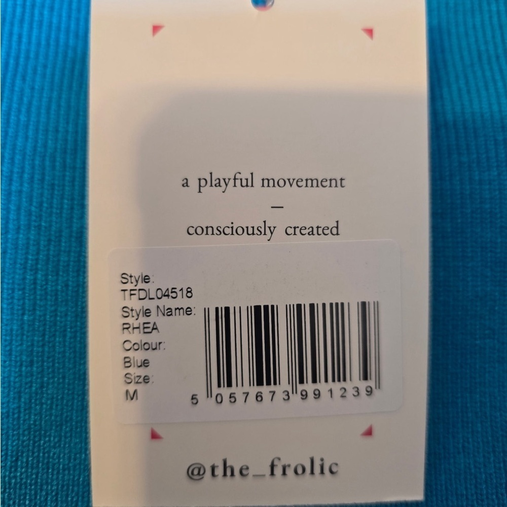 The Frolic Blue Knit Woman’s Rhea Bodycon Dress Medium NWT Slit Halter Bandeau - Picture 6 of 10